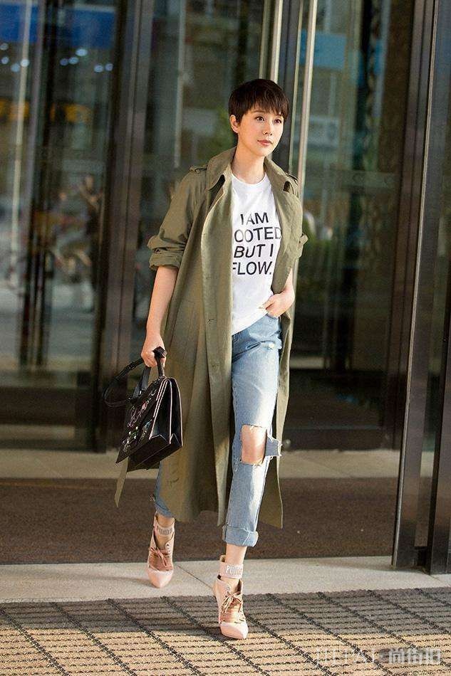 竖条纹也拯救不了海清的好身材!