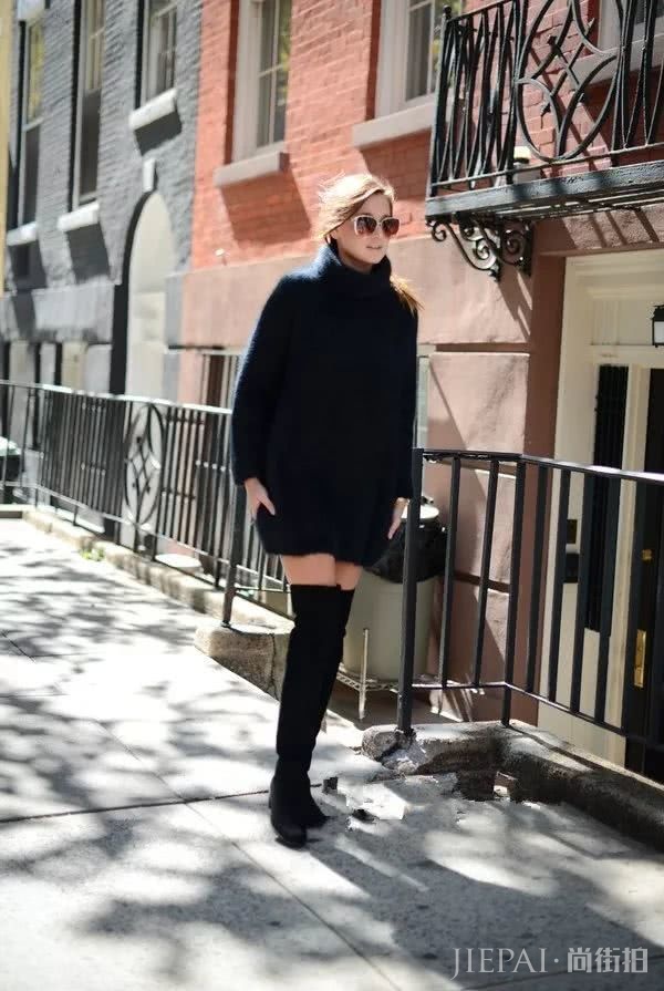 欧美街拍 秋季穿搭套头衫好看又保暖