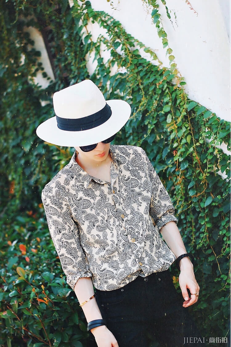 【男士】米色花纹衬衫