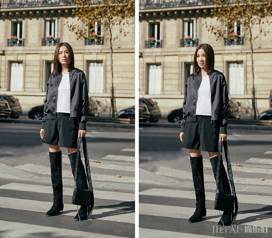 佘诗曼毛衣配短裙，同色系穿出高级感，她的搭配简直就是穿衣打扮的教科书