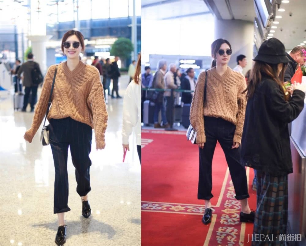 江疏影现身机场,爱穿“针织衫”美丽挡不住