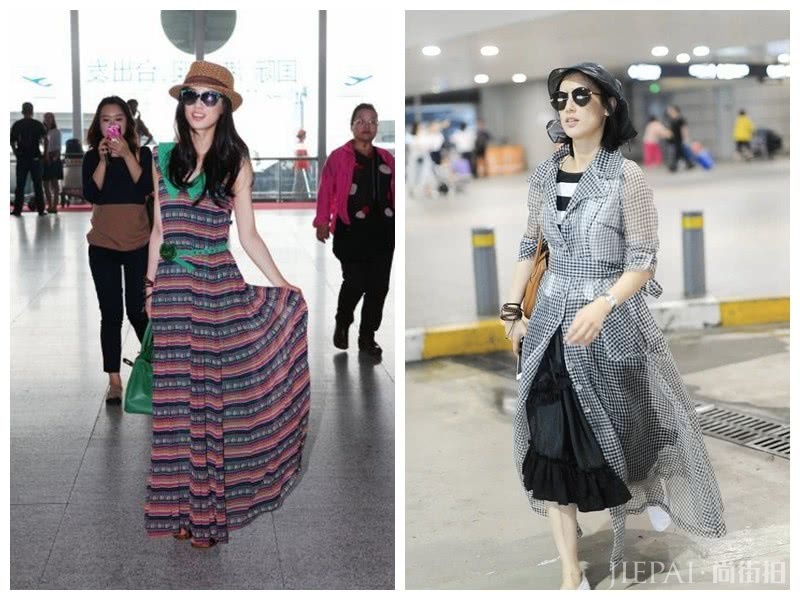 辣妈黄圣依机场街拍一件长款衬衫秀美腿，休闲又时髦