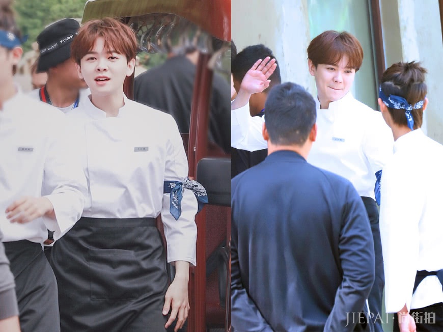 ninepercent成员上班，穿厨师服配方巾，潮得飞起！