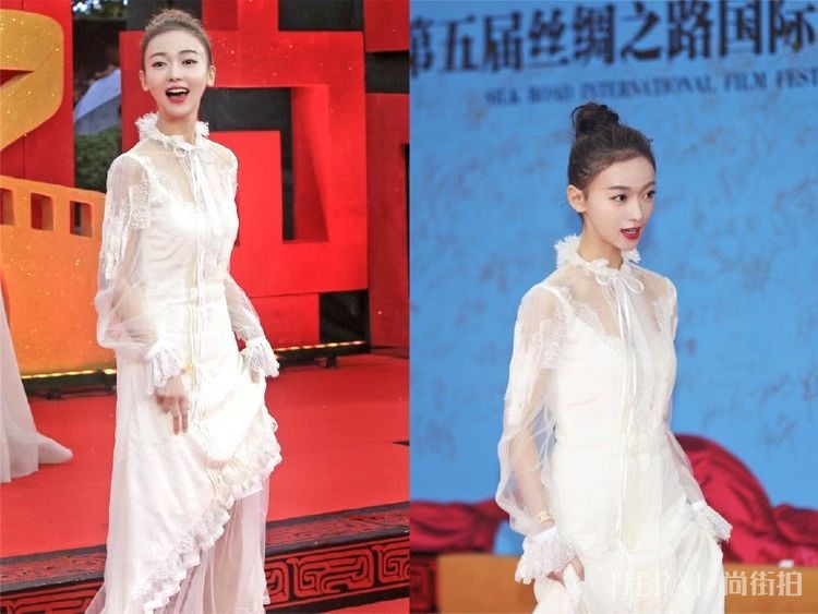 吴谨言真大胆,一袭透视薄纱裙亮相红毯,瘦就是任性!