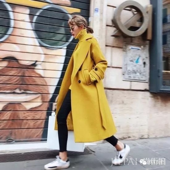 欧美街拍 秋冬穿黄色服装可以这样美！