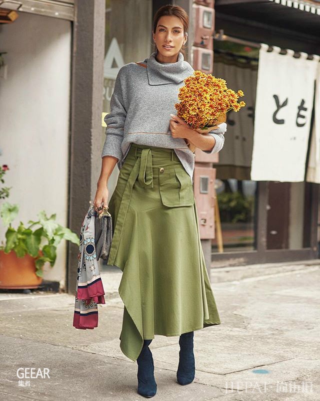 秋冬季节显瘦不臃肿的穿搭方法！精选10+款中长裙造型！