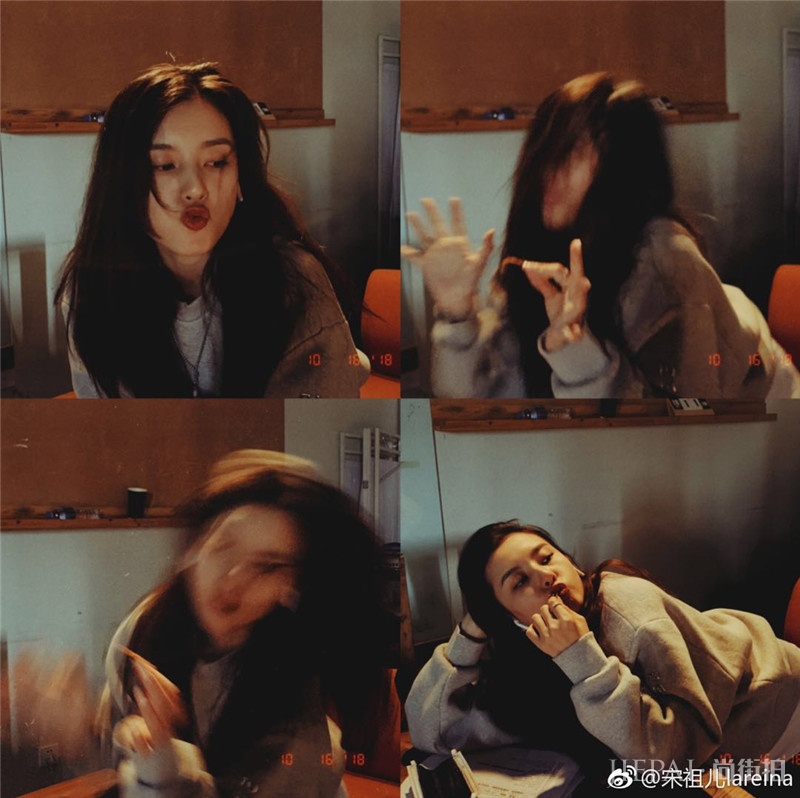 宋祖儿晒迷之角度自拍 中二少女也要认真排练