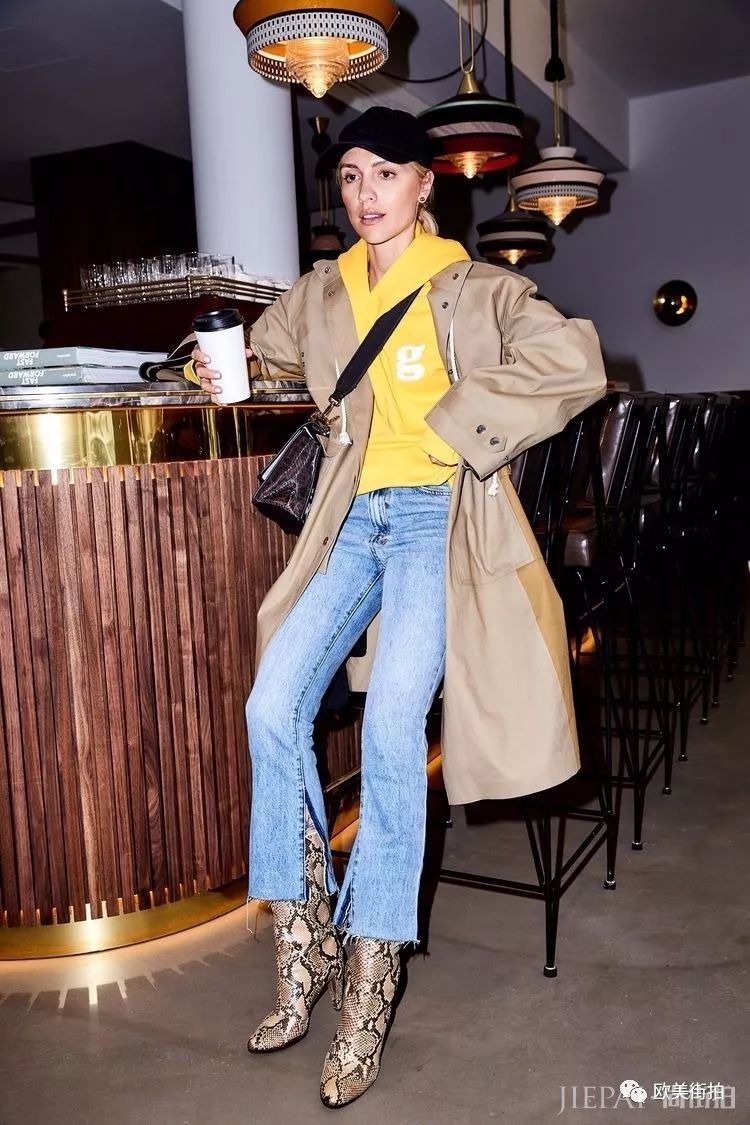 欧美街拍 秋冬穿黄色服装可以这样美！