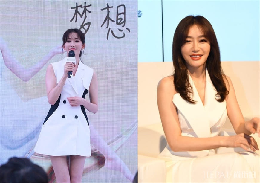 秦岚和林志玲同穿无袖西装,连无修图都难分上下!
