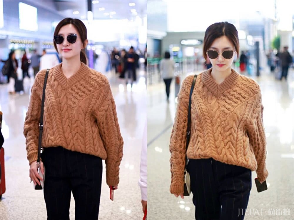 江疏影现身机场,爱穿“针织衫”美丽挡不住