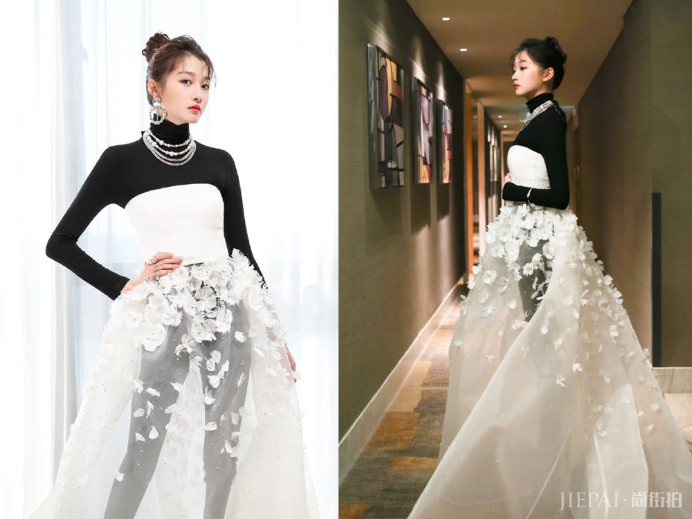 网友都说“打底裤”配纱裙丑?金晨这么穿,却仙气十足