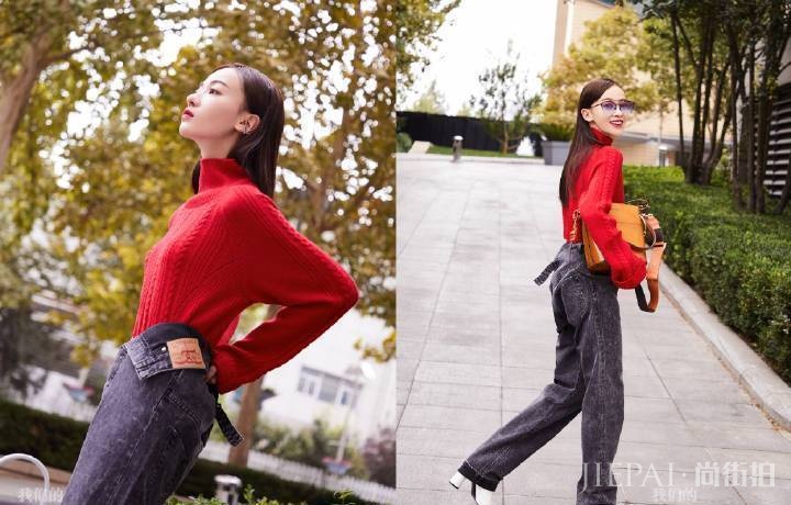 吴谨言厉害！俗到爆的拖地裤都能穿出时尚感，网友：全靠颜值在撑