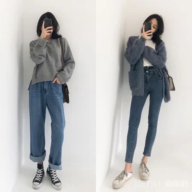 软妹子学院风穿搭,牛仔外套搭连衣裙优雅时髦,让你秋冬美个够