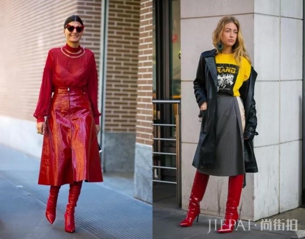 秋冬鞋子怎么搭配衣服 在冬天用一双红色鞋子吸睛