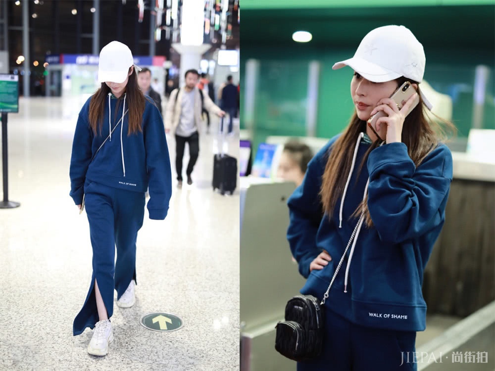 颖儿又瘦又美,一条运动裤走机场,活力似少女