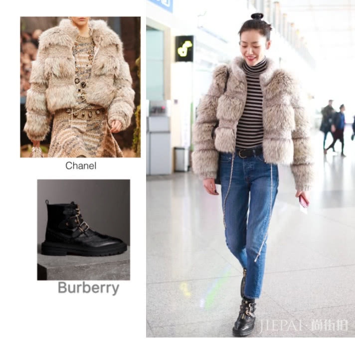 刘雯丸子头搭配毛绒外套时髦又温暖,尽显高级感