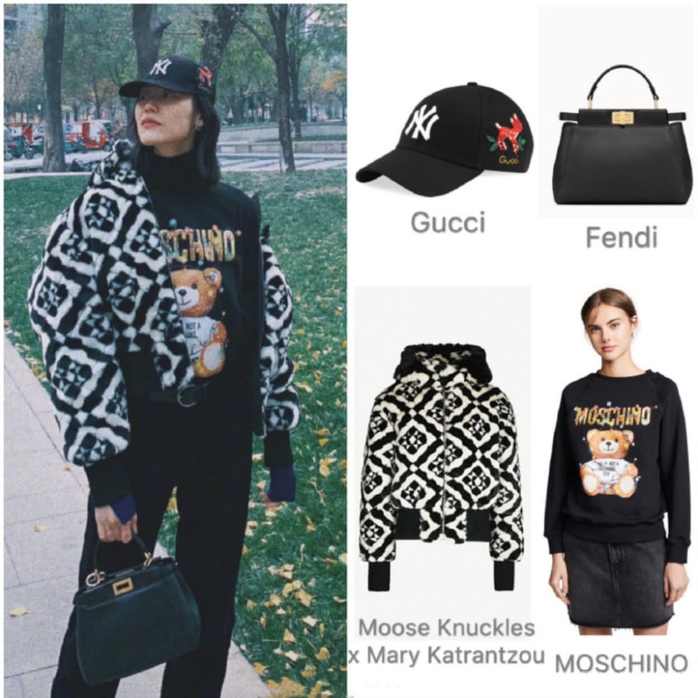 刘雯晒私服照,人造皮草夹克保暖又有型