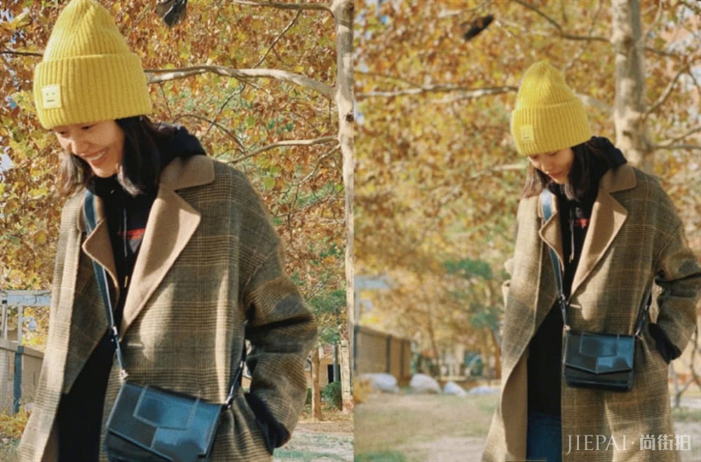 刘雯晒私服照,人造皮草夹克保暖又有型