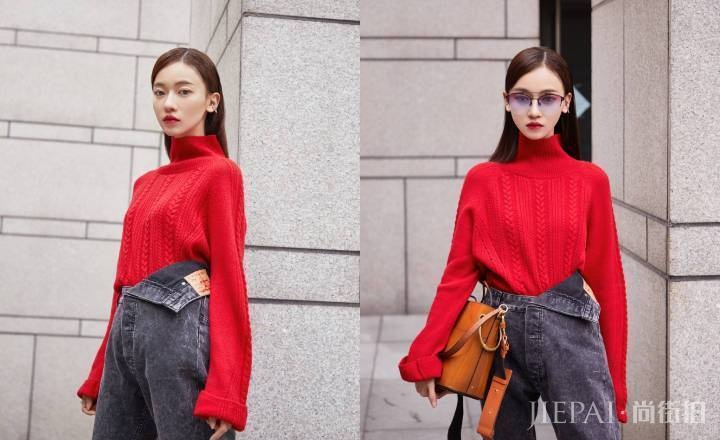 吴谨言厉害！俗到爆的拖地裤都能穿出时尚感，网友：全靠颜值在撑