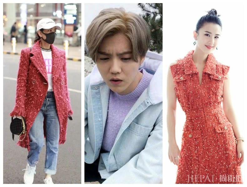 王鸥现身机场，涂红唇穿潮装，身上的“起球”针织裙又要火？