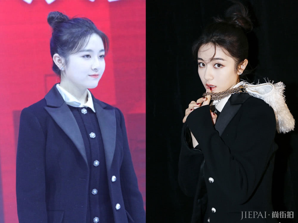 李兰迪小黑裙配大衣，未修图也少女感十足！