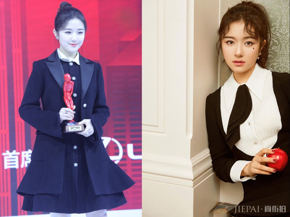 李兰迪小黑裙配大衣，未修图也少女感十足！