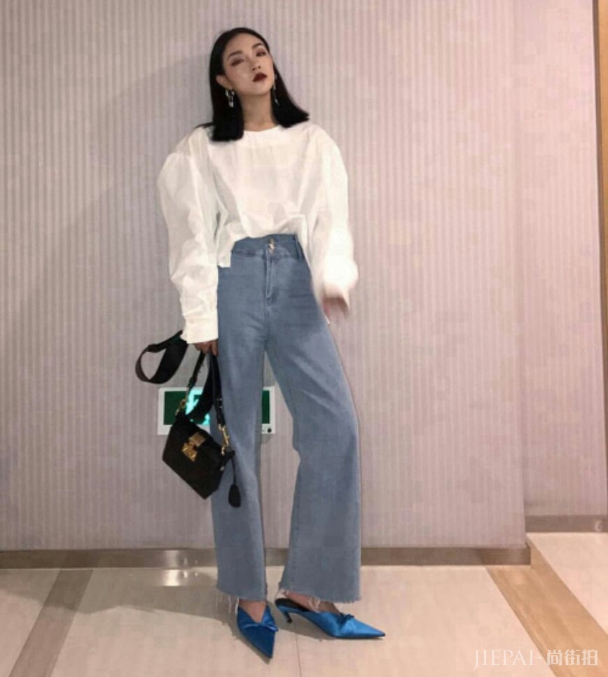 阔腿裤这样搭鞋子,显高有气质
