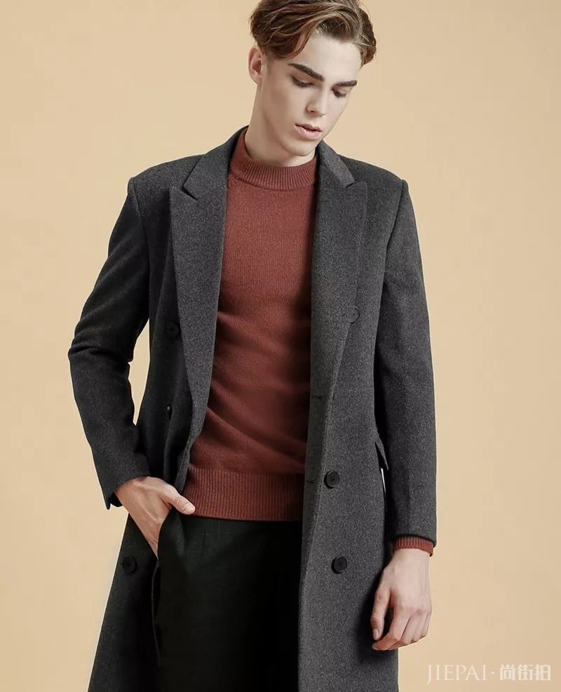 男士大衣+毛衣，穿出高级感