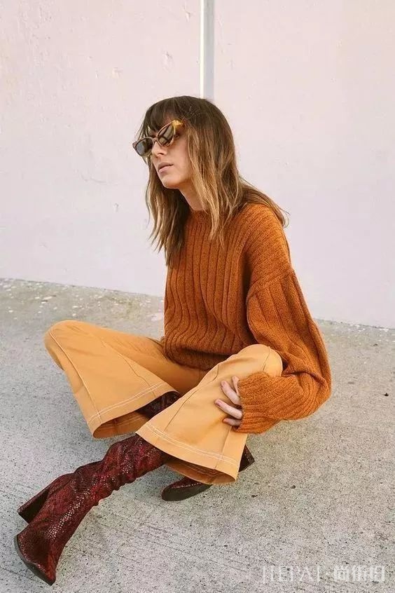 大毛衣穿时髦，阔腿裤少不了！