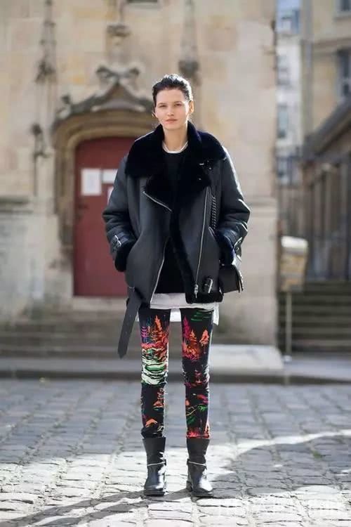 欧美街拍 冬季街头绝杀款—羊羔毛飞行夹克