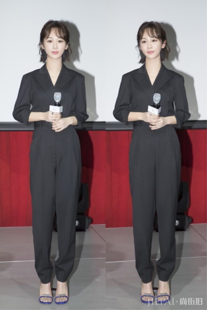 杨紫出席活动穿粉西装搭配针织衫,打扮帅气还温柔