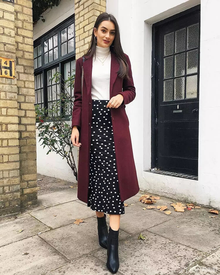 大衣+长裙，真的美Skr人啦！