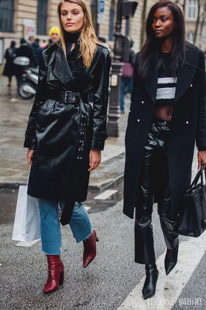欧美街拍 大衣+牛仔裤+踝靴成冬季王炸组合！