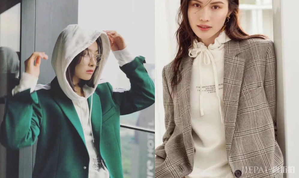 鞠婧祎西装搭配卫衣，时髦到飞起！
