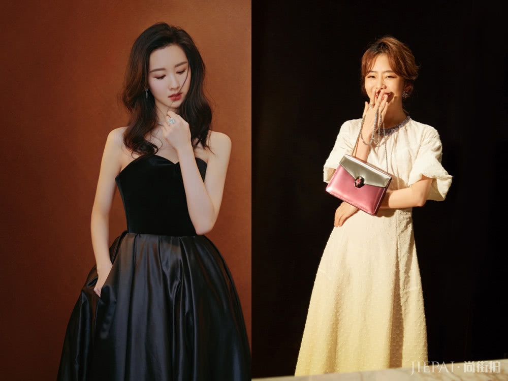 陈都灵与谭松韵,同为少女脸,穿一黑一白礼裙谁更美?
