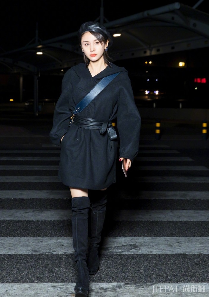 王子文黑色连衣裙穿出了高个子，显高穿搭学她就好