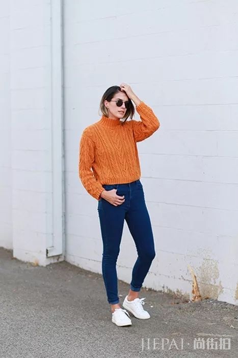 2018最火的柿子色,黄皮这样穿就完了!