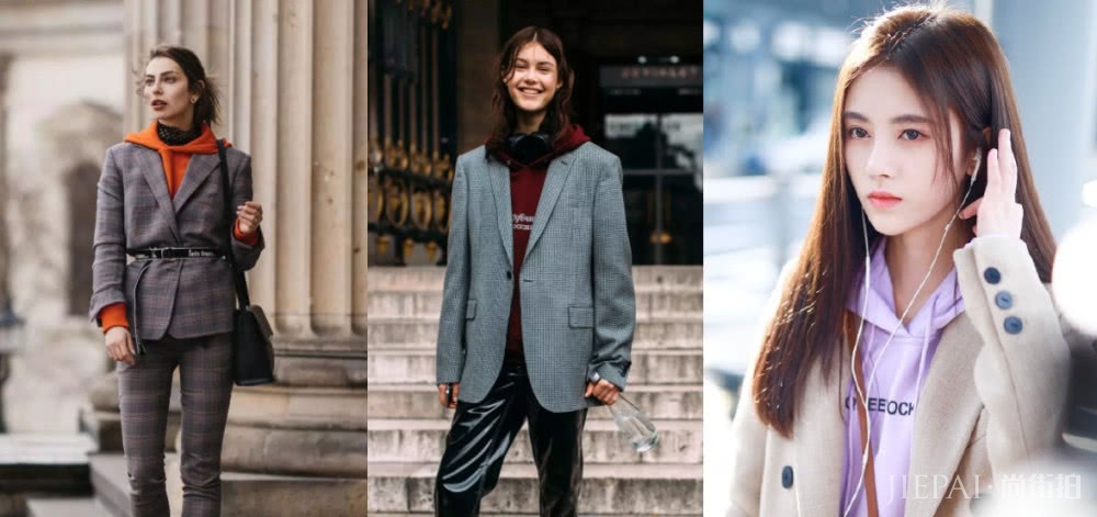 鞠婧祎西装搭配卫衣，时髦到飞起！