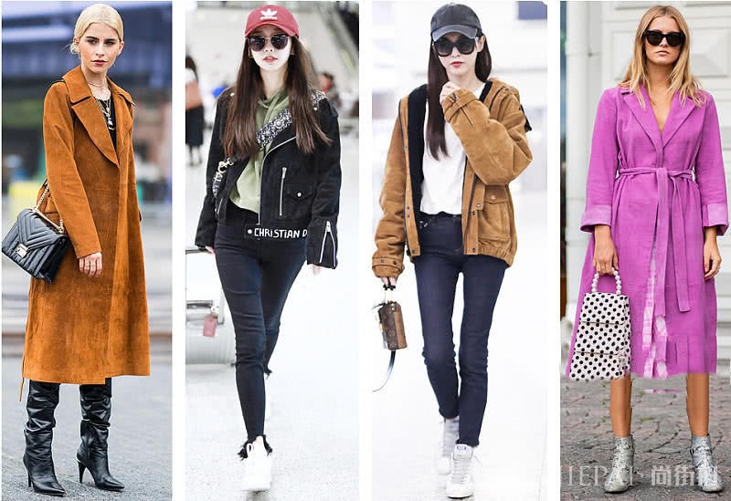 超模何穗过膝靴＋红色麂皮大衣太惹眼了！