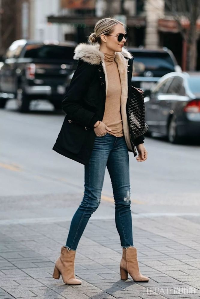 大衣＋牛仔裤＋踝靴，冬季王炸组合