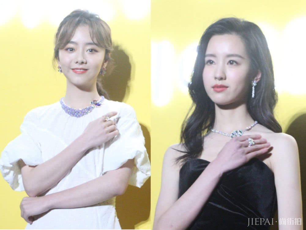 陈都灵与谭松韵,同为少女脸,穿一黑一白礼裙谁更美?