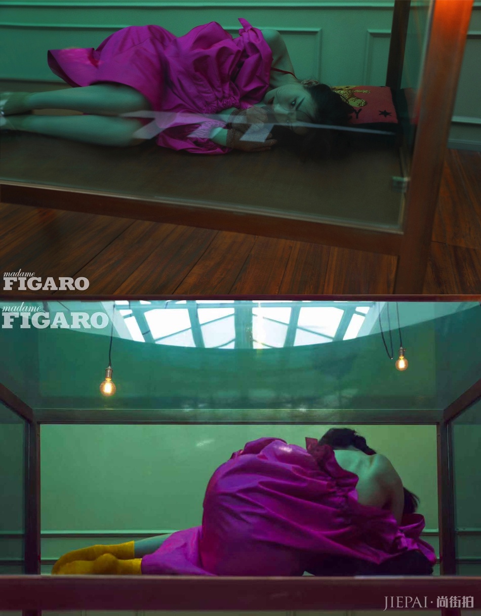 倪妮登《Madame Figaro》时尚封面封面 将自己放置箱中，化身为艺术品