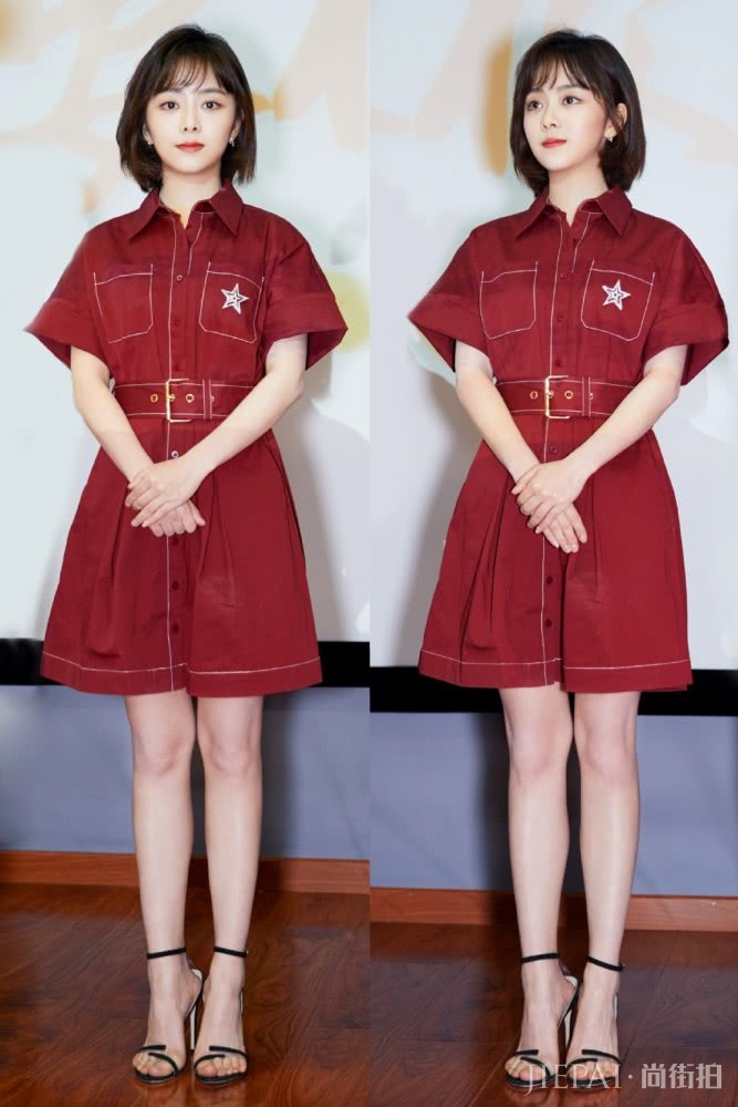 谭松韵的穿衣不仅只有少女感，换上衬衫配格纹开叉长裙后秒变知性女神