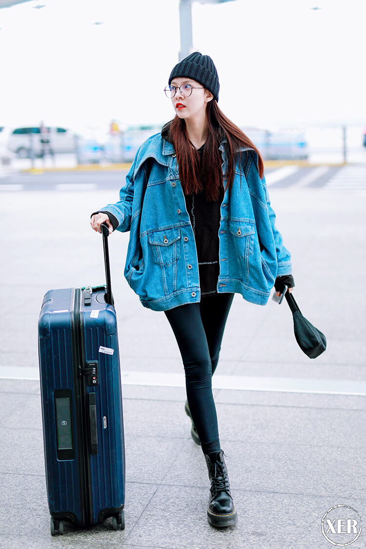 宋妍霏1米8大长腿,穿条打底裤就敢出门!