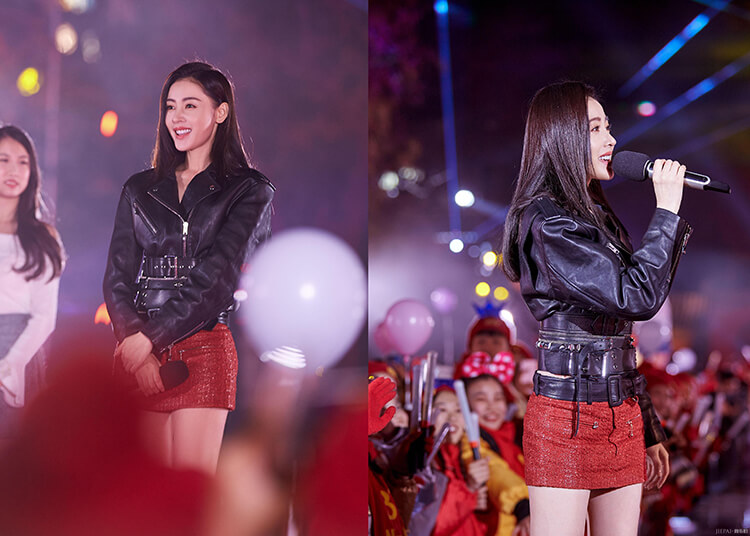 张天爱大冬天穿短裙秀腿!