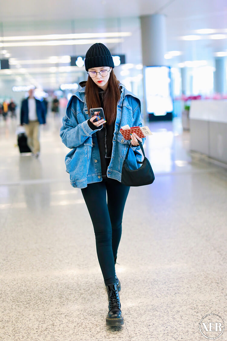 宋妍霏1米8大长腿,穿条打底裤就敢出门!