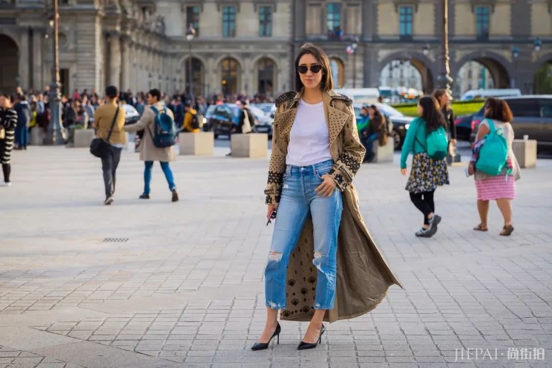 小个子穿风衣+阔腿裤,也能秒变高瘦美