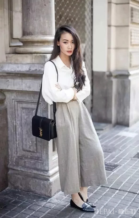 衬衫+阔腿裤,在春季提升你的高级时尚感