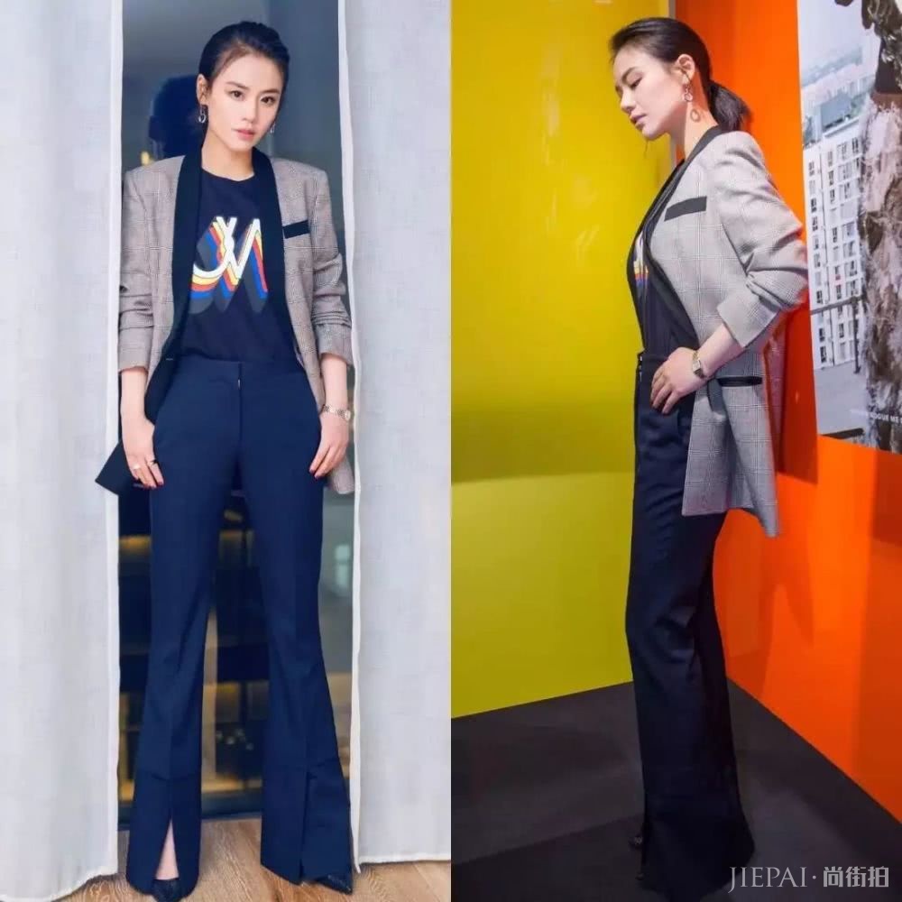 阔腿裤对不住,春天我更爱这条开衩裤