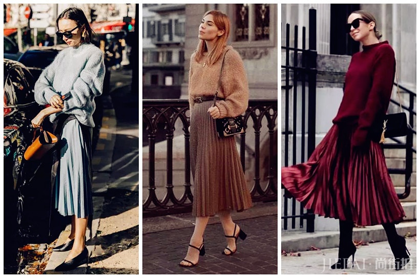 毛衣搭这四款半身裙,演绎秋冬时髦慵懒风